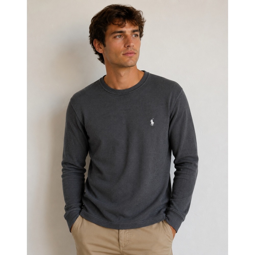 Polo Ralph Lauren Waffle Knit Shirt Loungewear Preppy Academia Classic Minimal